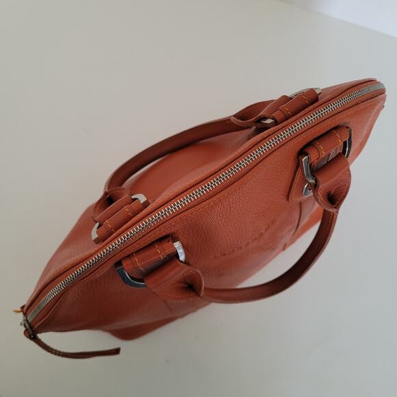 Longchamp Paris Legacy Orange Saddle Pebble Leather Zip Tote Bag Purse Medium - Picture 11 of 12